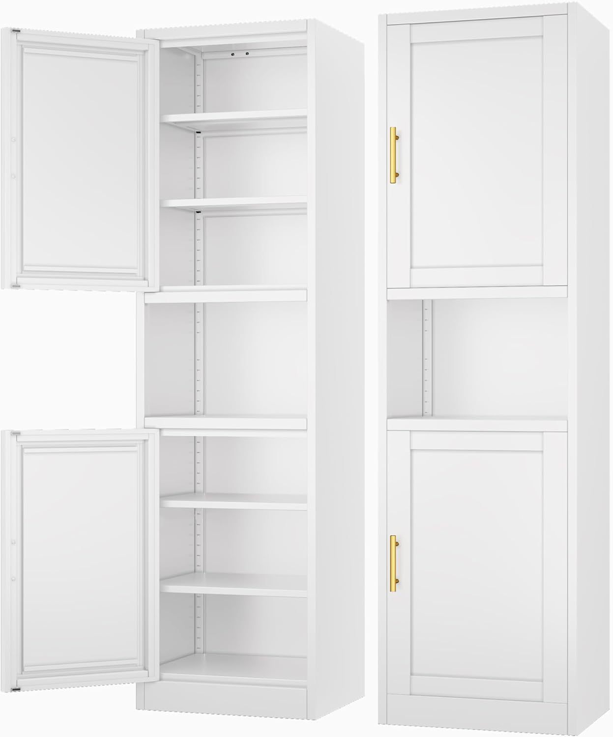 Ckzbx Gabinete de cocina de metal de 61 pulgadas de alto con 4 puertas, armarios de baño, 2 estantes ajustables para cocina, oficina en casa, sala de estar, comedor (negro)