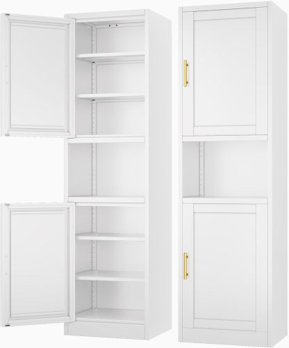Ckzbx Gabinete de cocina de metal de 61 pulgadas de alto con 4 puertas, armarios de baño, 2 estantes ajustables para cocina, oficina en casa, sala de estar, comedor (negro)