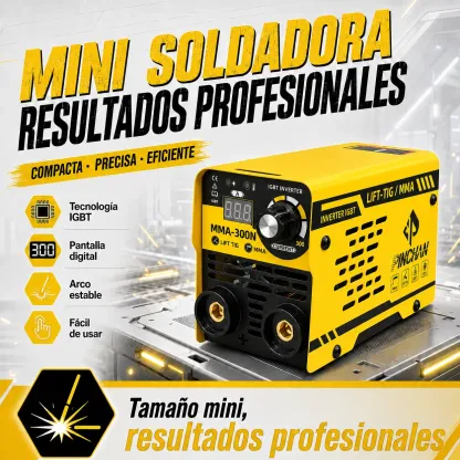 Soldadora Inverter Portátil MMA 110V, Tecnología IGBT, Pantalla Digital LED, Ligera, Función Antiadherente, Incluye Guantes, Ideal para Bricolaje y Reparación