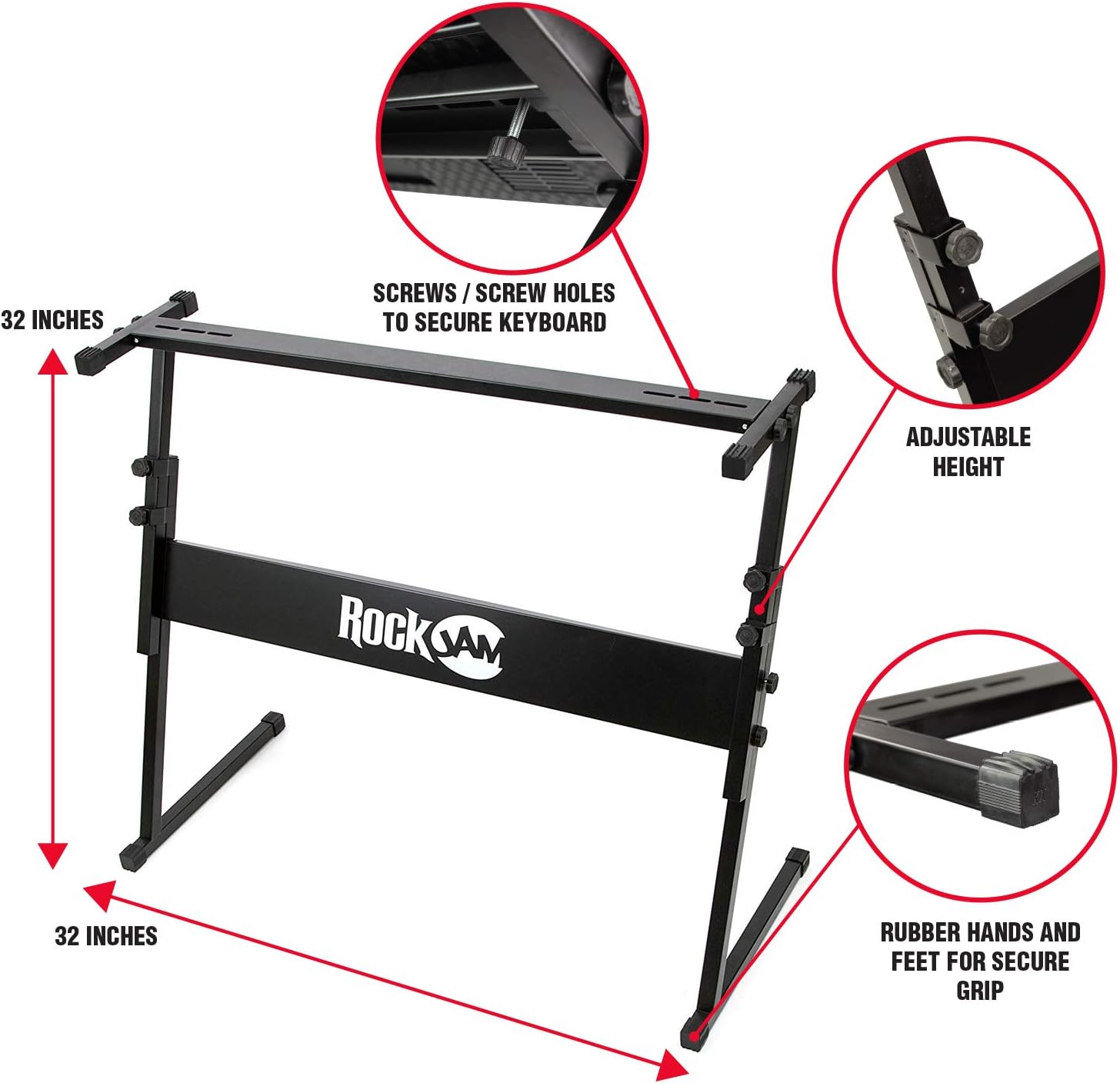 RockJam - Kit de piano con teclado de 61 teclas con banco para teclado, soporte para teclado, auriculares, pegatinas para notas de piano y lecciones de piano Simply