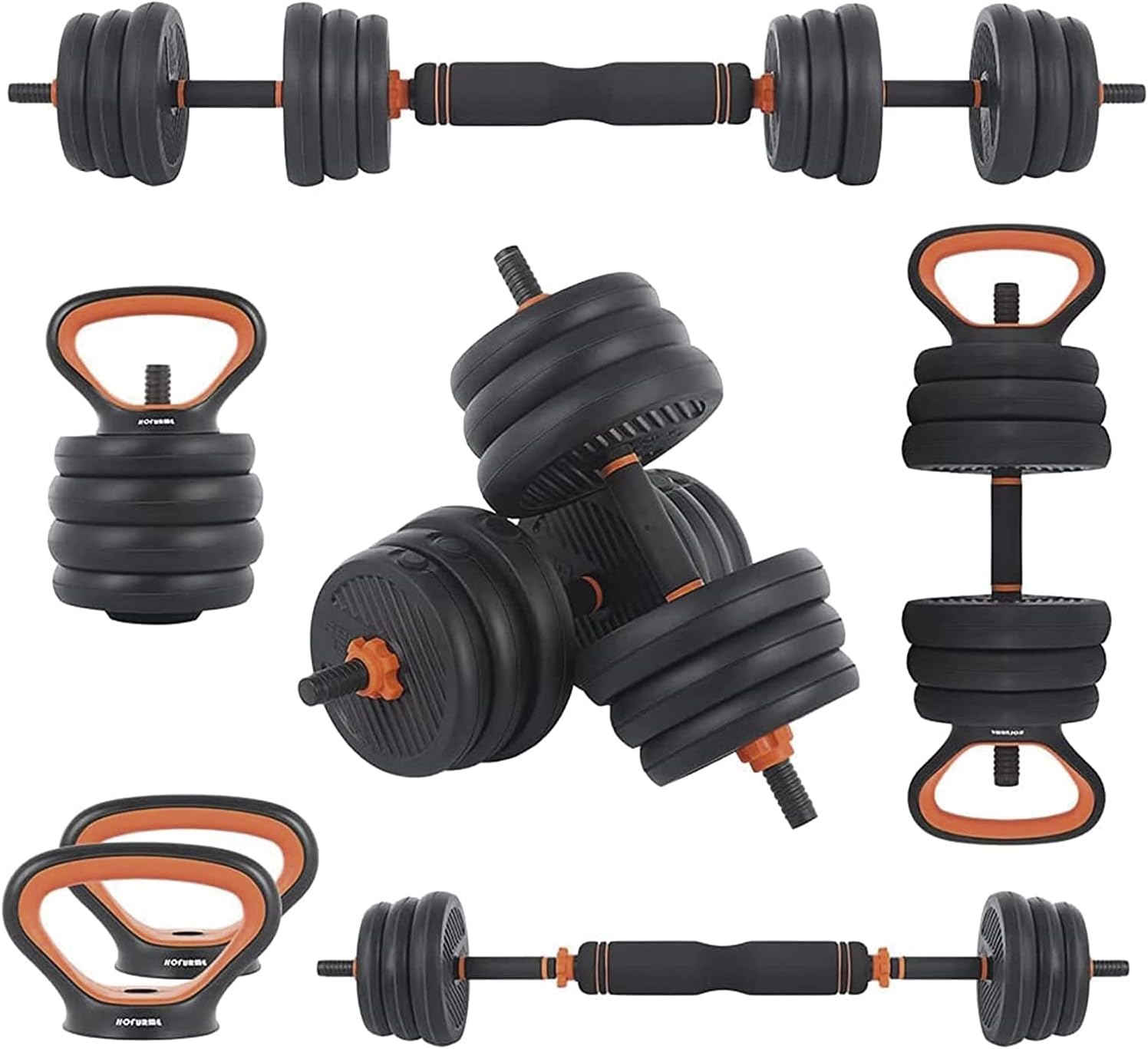 Kit de Mancuernas Brandtrendy 6 en 1 Ajustable – Pesas Rusas, Barra y Discos para Entrenamiento en Casa y Gimnasio – Diseño Compacto y Seguro, Ideal para Rutinas Completa de Fuerza y Resistencia