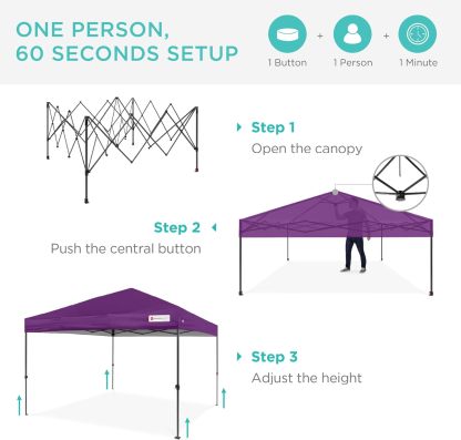 Best Choice Products - Toldo de armado fácil de 1 persona con un botón, tienda portátil e instantánea, funda, 3 x 3 metros, 4 bolsas de peso, color azul