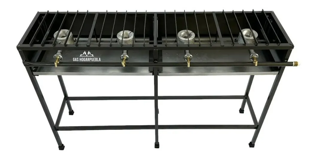 Parrilla Y Plancha De Trabajo 4 Quemadores 3/4 Gris Horneado