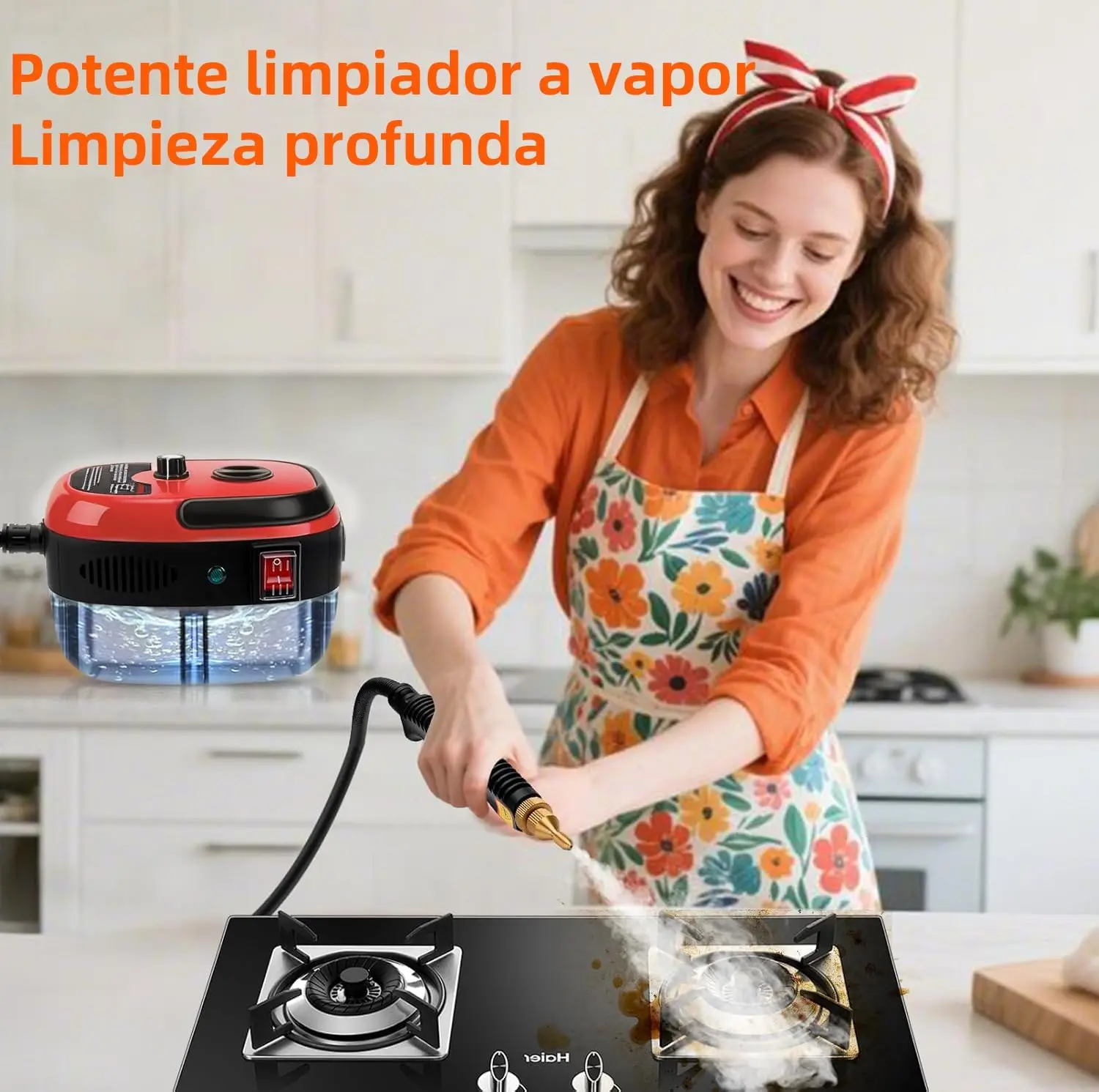 Limpiador de Vapor de Alta Presión, Máquina de Limpieza de Vapor de 2500W Portátil de Alta Temperatura para Baño, Humedad Ajustable para Uso Doméstico, Cocina, Grasa, Detalles de Coche