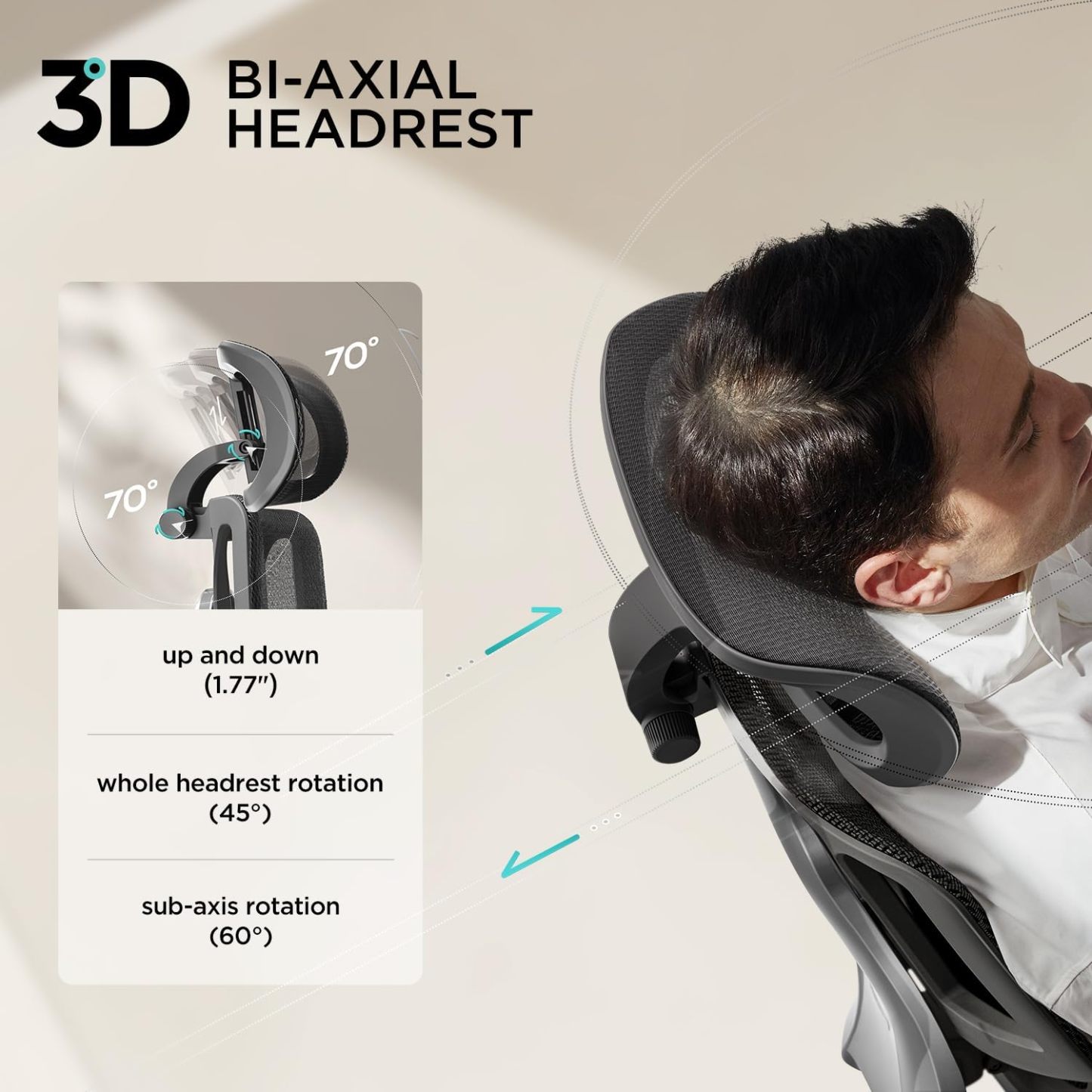🪑Hbada E3 Air Silla de Oficina Ergonómica, Soporte Lumbar Dinámico de 3 Zonas, Reposacabezas Ajustable 3D, Reposabrazos 3D, Silla de Ordenador Giratoria