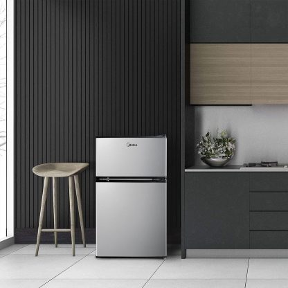 Midea WHD-113FSS1 Refrigerador compacto, 3.1 pies cúbicos, acero inoxidable