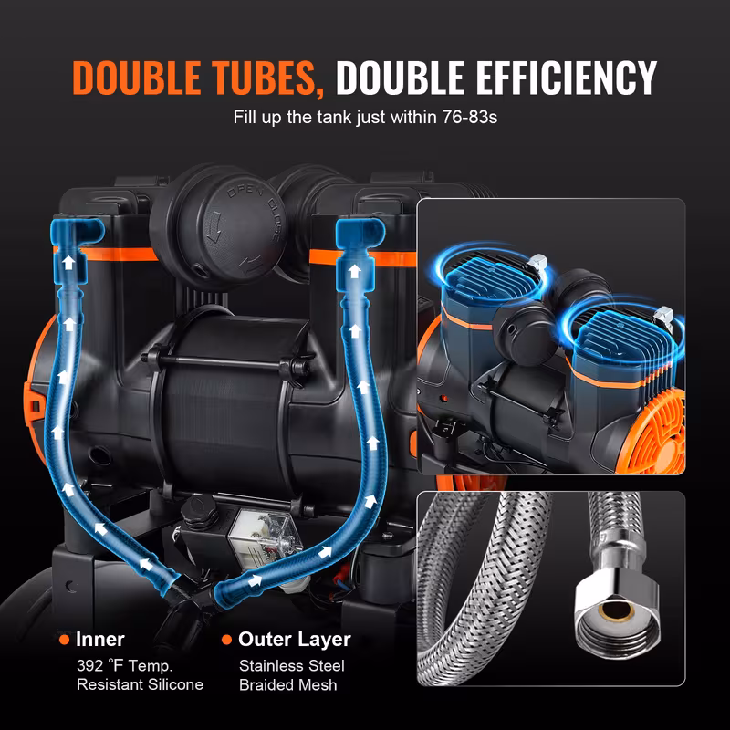 compresor de aire   de 9.3 galones 1800w   cfm@ 90psi 70 db ultra silencioso sin aceite Detalles del producto 0
