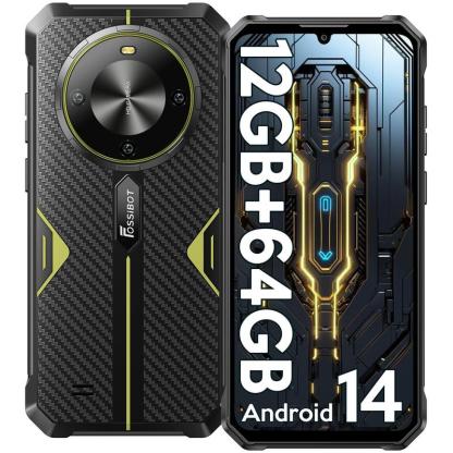 Smartphone robusto FOSSIBOT F105 desbloqueado, Android 14, batería de 10300 mAh, almacenamiento de 12+64/128 GB, pantalla FHD de 6,75", cámara de 8 MP+20 MP, IP68/IP69K, resistente al agua, 4G, doble SIM, OTG (no compatible con AT&T, Cricket, Verizon, Spr