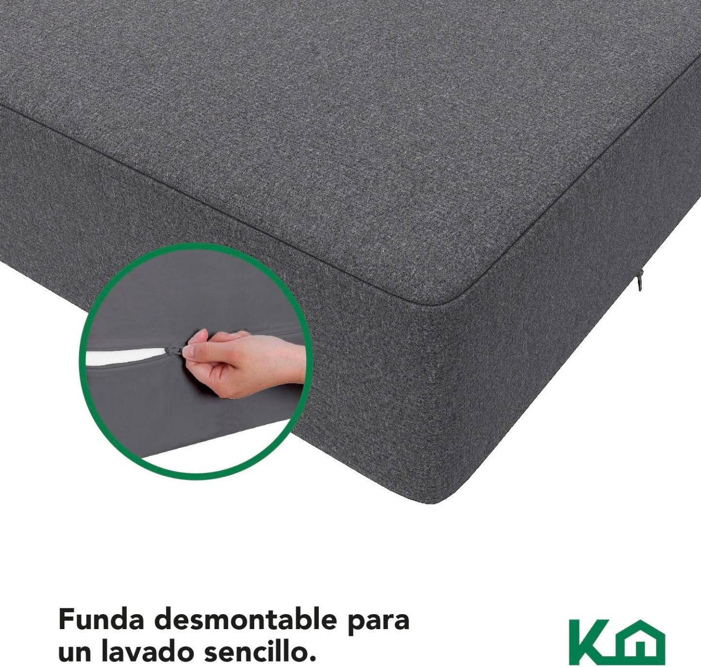 Kingshouse | Sofá Cama Matrimonial Plegable - Sillón Multifuncional y Convertible 2 en 1 - Relleno de Espuma de Alta Densidad - Funda Desmontable - Soporte Ergonómico y Suavidad Hogar, Sala, Recámara