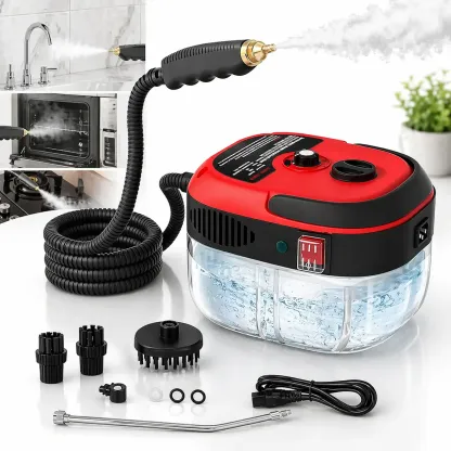 Limpiador de Vapor de Alta Presión, Máquina de Limpieza de Vapor de 2500W Portátil de Alta Temperatura para Baño, Humedad Ajustable para Uso Doméstico, Cocina, Grasa, Detalles de Coche