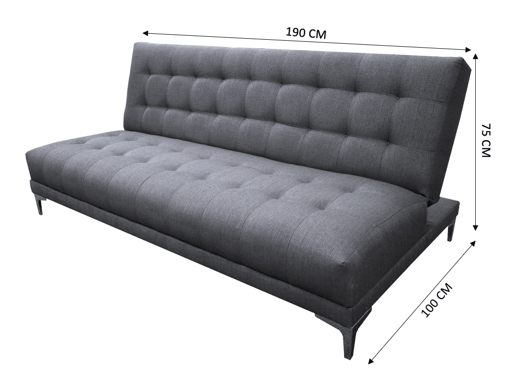 Sofa Cama Reclinable El Bazar Store Verso Gris plata, Futon Abotonado Matrimonial 3 posiciones, Sala