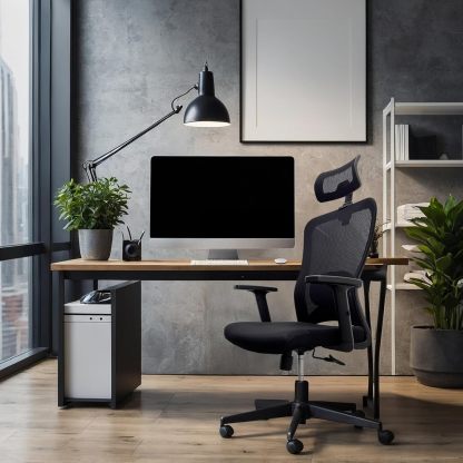 ERGOZEN Silla de Oficina Ergonómica Ejecutiva. Silla Escritorio con Cabecera y Soporte Lumbar Ajustable, Silla ergonomica de Escritorio con Respaldo de Malla y reposabrazos Ajustable.