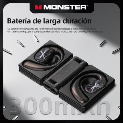 Monster Open-Ear Audífonos Inalámbricos, Bluetooth 6.0, 100 H de Duración, Compatibles con iPhone Android y Dispositivo Bluetooth, 14.2 mm Diafragmas, Para Gimnasio, Estudio y Trabajo - Regalo de Primera Elección