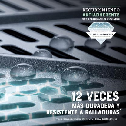 Oster® Freidora de Aire Digital XL 7.5L con Ventana y Luz Interna, Recubrimiento DiamondForce, 10 Programas Automáticos, Modelo CKSTAF75WDSSDF