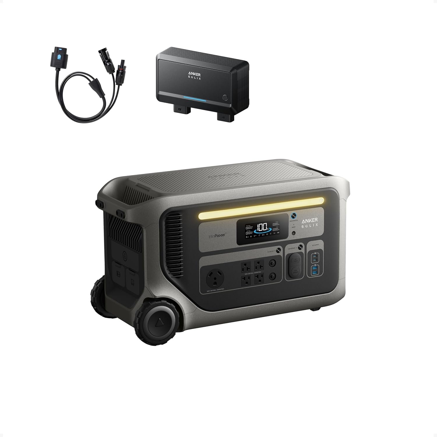 ⚡Anker SOLIX F3000 Estación de Energía Portátil 3072Wh 6000W, Expandible 24kWh, Solar para Hogar, Apagones y Camping