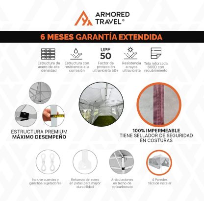 BECKON Toldo Carpa Plegable con Paredes Impermeable 3x6 m Premium para Exteriores Uso rudo *Aluminio Reforzado* + *Estacas* Canopy Tent Gazebo Instant Shelter