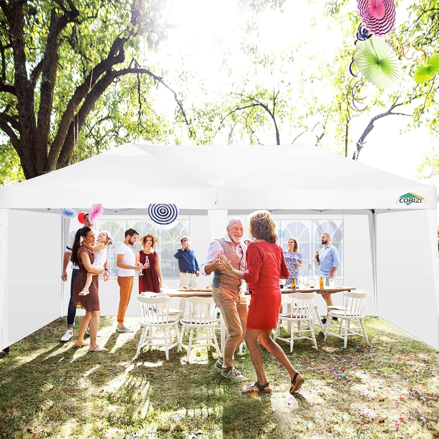 COBIZI - Toldo desplegable de 10 x 20 Pulgadas con 6 Paredes Laterales, toldo Impermeable para Eventos al Aire última intervensión, UPF 50+ cenador portátil para Fiestas, Playa, Camping, Boda,