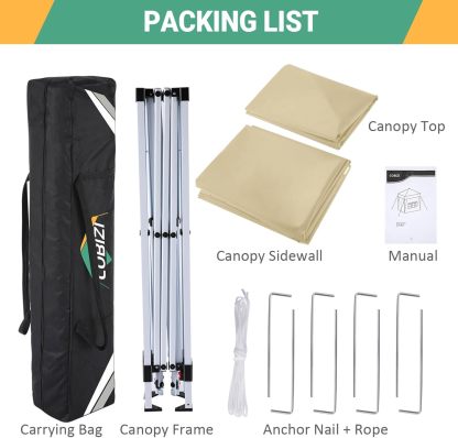 COBIZI - Toldo desplegable de 10 x 20 Pulgadas con 6 Paredes Laterales, toldo Impermeable para Eventos al Aire última intervensión, UPF 50+ cenador portátil para Fiestas, Playa, Camping, Boda,