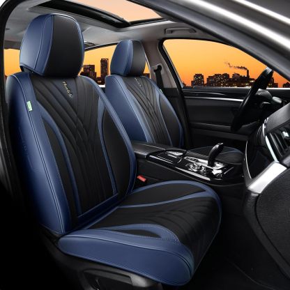 FLORICH - Juego completo de fundas de asiento de piel, fundas universales para 5 asientos, protector de asiento de coche, cojín de piel para asiento de coche, fundas de asiento de automóvil marrones,