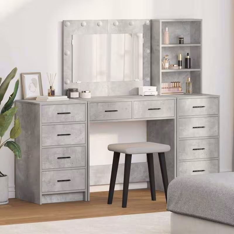 mesa de maquillaje con cajón 3 piezas   40 x 41 x 135 cm madera tratada, toalla de  ,tocador,  moderno,diseño elegante,madera   calidad,artesanía  ,   ,  en espacios pequeños,  de apartamentos Detalles del producto 0
