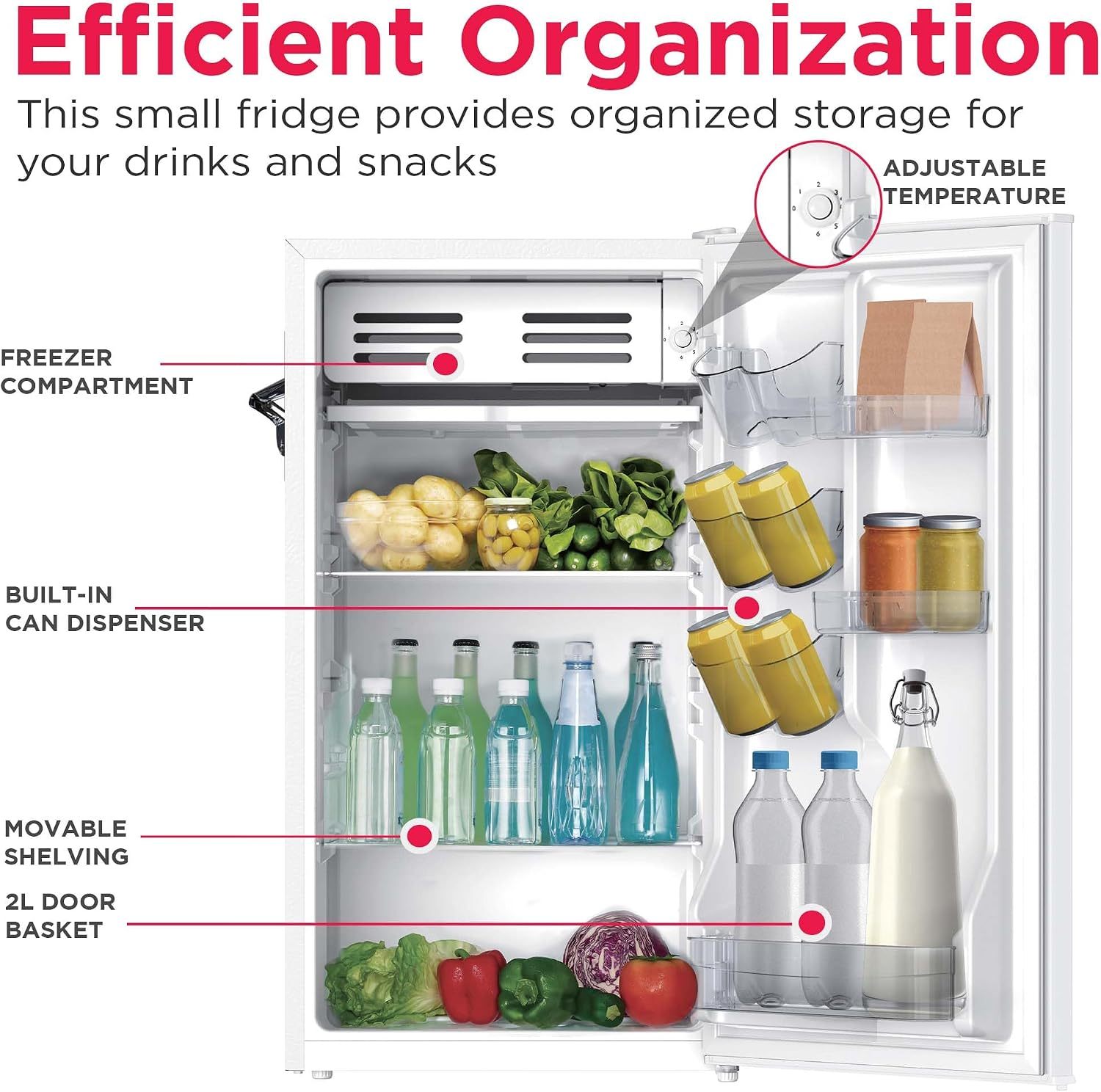 ❄️ Refrigerador compacto retro Frigidaire con enfriador, refrigerador de mostrador de 3.2 pies cúbicos con abridor de botellas incorporado, ideal para oficina, dormitorio, residencia estudiantil o cabaña