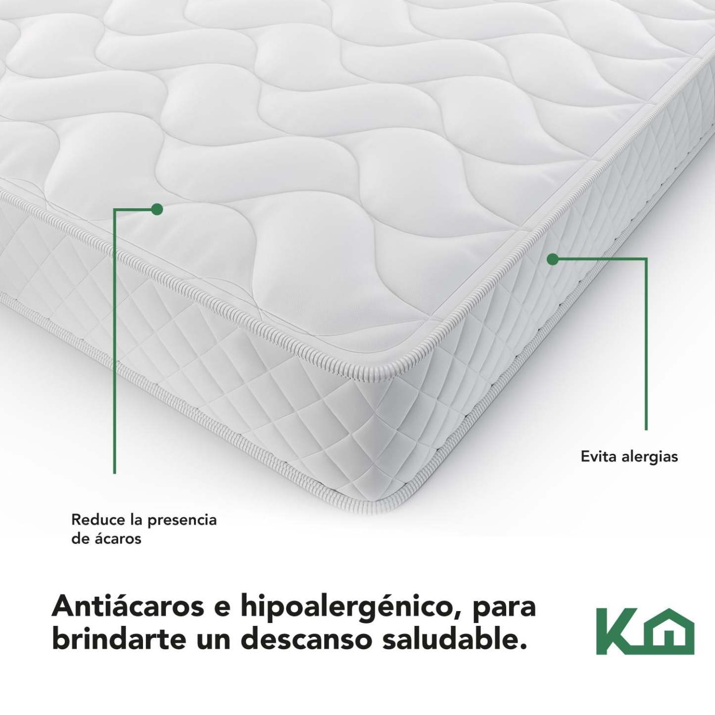 Colchon Matrimonial En Caja 15cm Alto KingsHouse blanco Kingshouse KHCESPMB