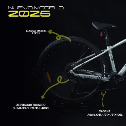 GRAVEL Bicicleta de Montaña Barel | Bicicleta R29 - Cuadro Aluminio 15 kg | Transmisión Cues 18V | Frenos Hidráulicos y Llantas Kenda