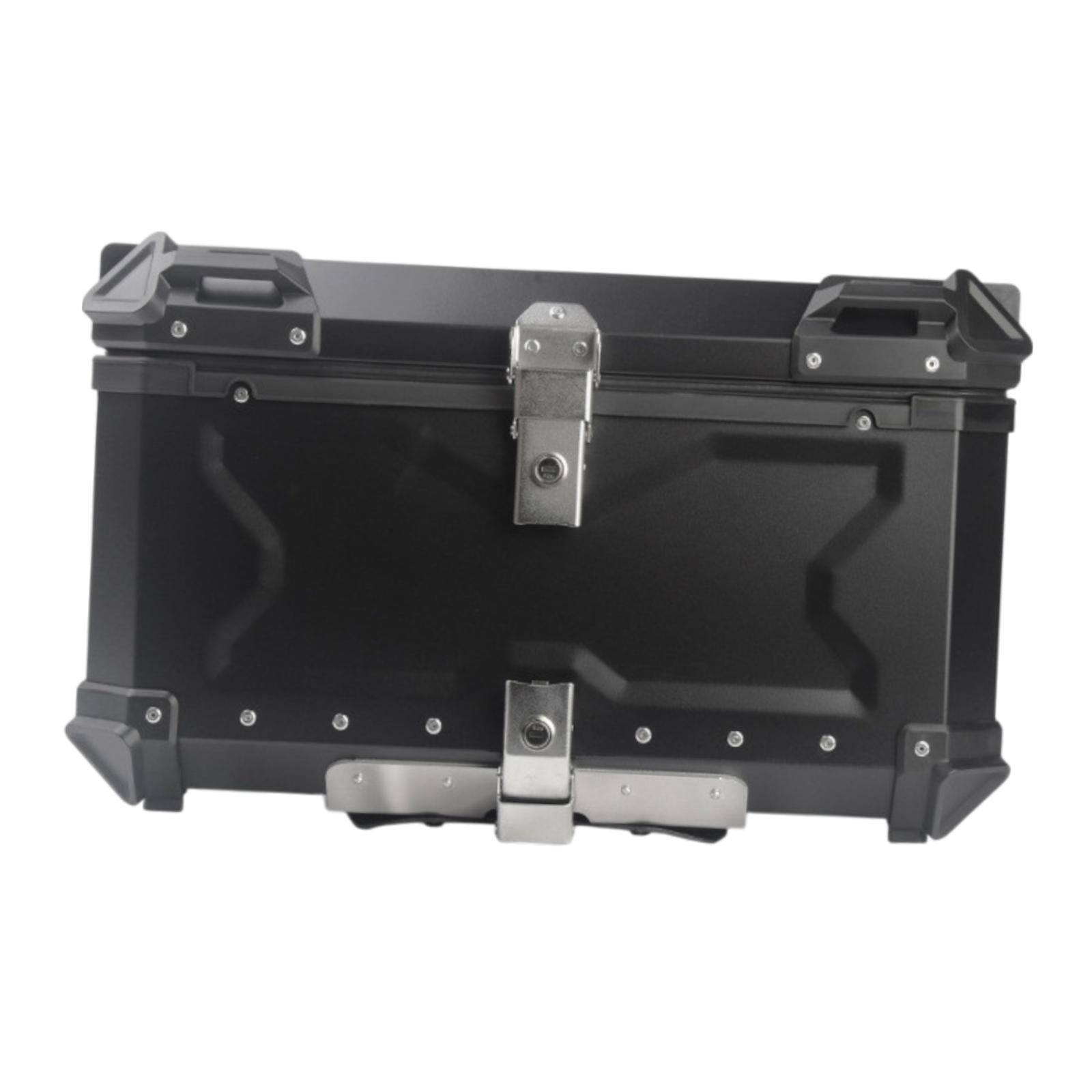 Baúl de motocicleta genérico, caja trasera, organizador de aluminio a prueba de golpes, caja para casco, baúl de almacenamiento de equipaje para 45L Plata