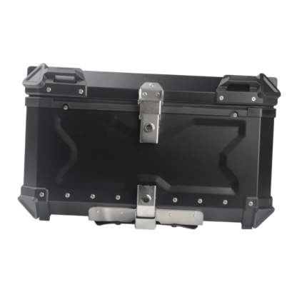 Baúl de motocicleta genérico, caja trasera, organizador de aluminio a prueba de golpes, caja para casco, baúl de almacenamiento de equipaje para 45L Plata