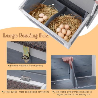 Petsfit- Gallinero grande con perchas mejoradas, jaula de madera para gallinas al aire libre con caja nido grande, techo de asfalto abierto resistente a la intemperie y fondo removible, casa para pato