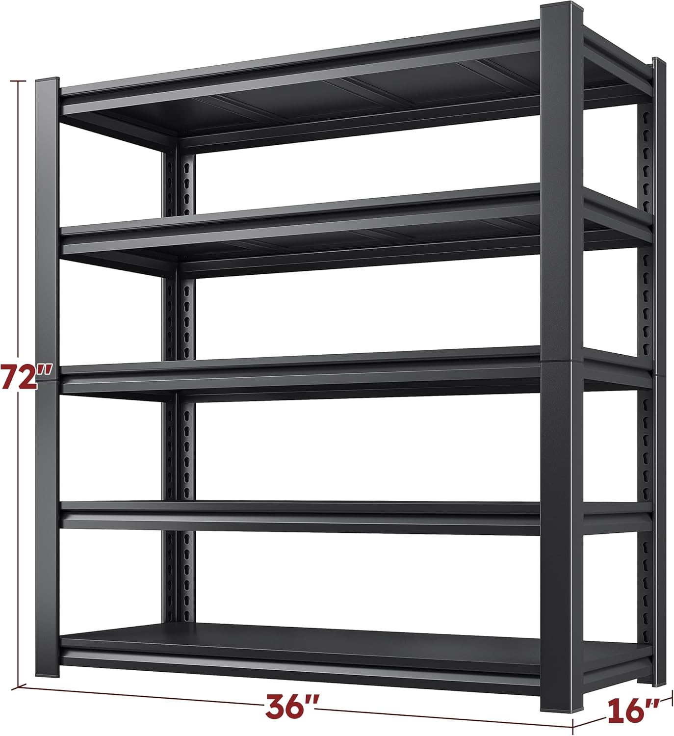 REIBII - Estantería de cochera de 72 pulgadas de alto, estantes de almacenamiento de 5 niveles de 3000 libras, estantería ajustable y almacenamiento para cochera, sótano, comercial, 36 pulgadas de