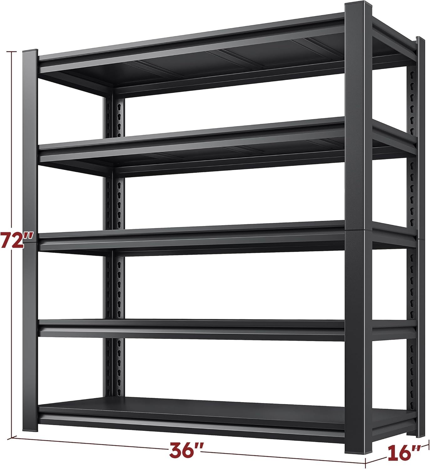 REIBII - Estantería de cochera de 72 pulgadas de alto, estantes de almacenamiento de 5 niveles de 3000 libras, estantería ajustable y almacenamiento para cochera, sótano, comercial, 36 pulgadas de
