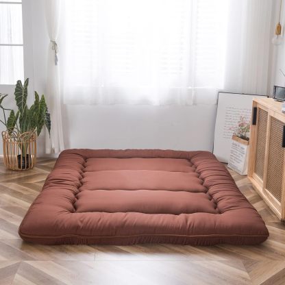 MAXYOYO - Puf plegable para sofá, cama, colchón de piso para adultos, extra grueso, 6 pliegues, sofá para recámara, sala de estar, beige, 135 x 240 cm
