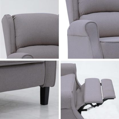 VANLIG | Sillón Reclinable Manual de Tela | Reposet Confortable Individual | Ajustable | Espuma Alta Densidad | Fácil Instalación | Material Premium | Color Gris