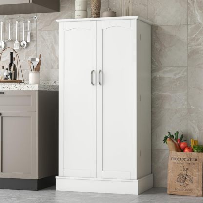 kepptory - clóset de despensa de 47 pulgadas, clóset de almacenamiento de despensa de cocina con puertas y estantes ajustables, aparador no empotrado café para sala de estar y comedor, resistente y