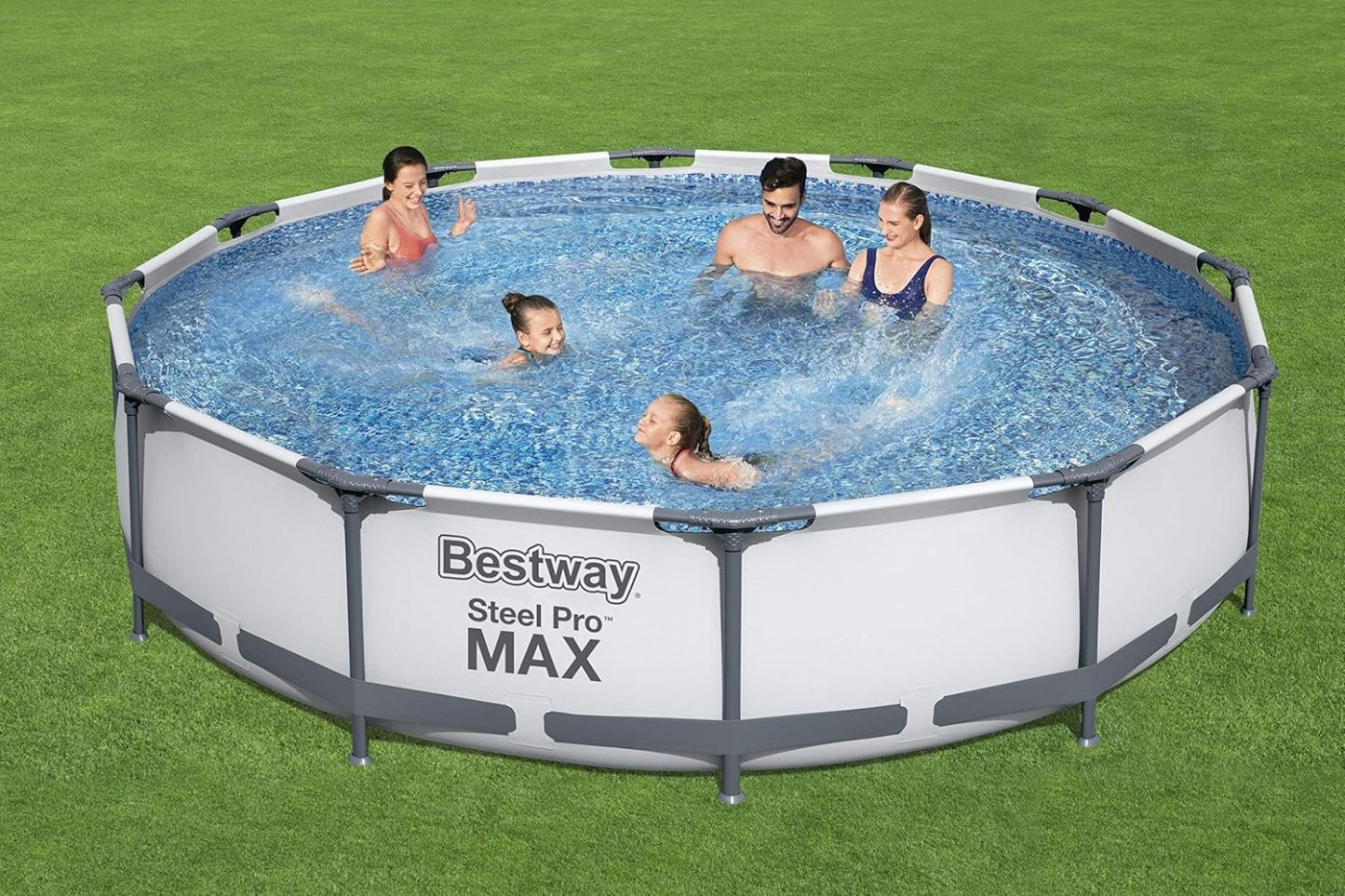Bestway Steel Pro MAX - Juego de piscina redonda sobre el piso de 14 x 33 pulgadas, incluye bomba de filtro de 530 galones
