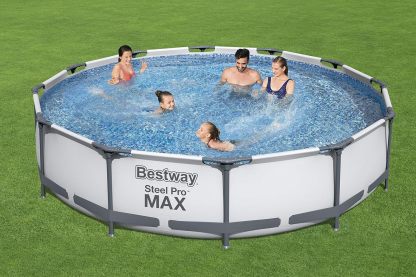 Bestway Steel Pro MAX - Juego de piscina redonda sobre el piso de 14 x 33 pulgadas, incluye bomba de filtro de 530 galones