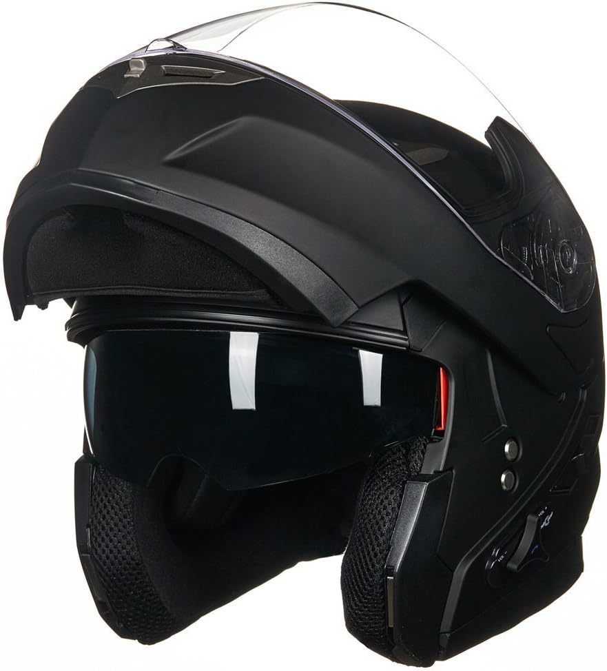 ILM - Casco de Motocicleta Modular Integrado con Bluetooth, con protección Solar para Mp3, Modelo 953/953 Pro