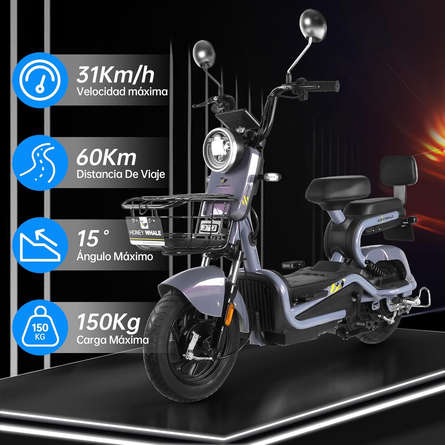 HONEYWHALE KC-Cool Bicicleta Electrica para Adultos, Bicimoto Eléctrica con Alarma, Máxima del Motor 700W, Velocidad Máxima 45KM/H, Autonomía 55-60KM, Baterías de Gran Capacidad 20AH—válvula de vehículo eléctrico