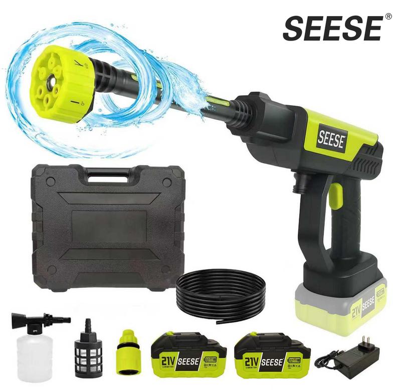 SEESE Hidrolavadora Inalámbrica 21V Portátil De Alta Presión Con Batería Recargable Para Lavar Autos Jardín Hogar, ideal como regalo festivo.