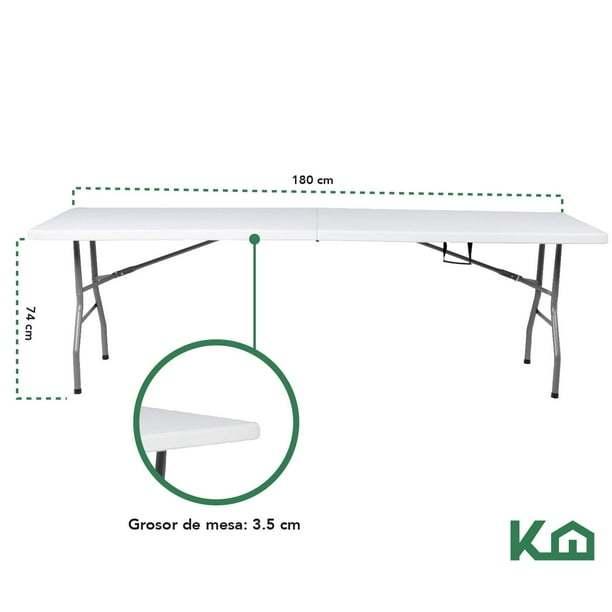 Mesa Plegable 180cm Portatil Portafolio Fiesta Jardin 2pzas Kingshouse COMBO-KH-141