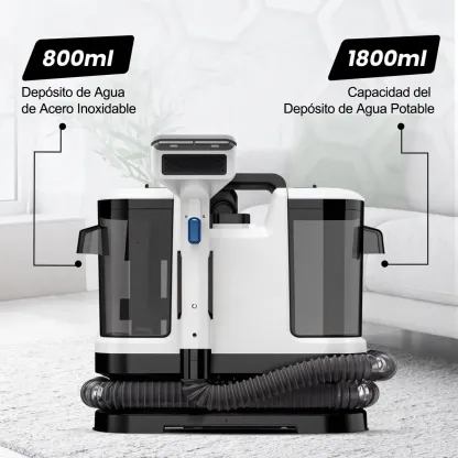 Aspiradora Lava Alfombra Tapicería De Inyección Succión 600w 18000pa, Máquina De Limpieza De Telas Para Sofá, Alfombra, Cortina Y Cama, Cepillo Profundo, Doble Tanque De Agua Blanco