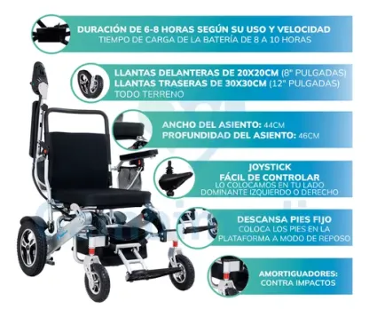 Silla De Ruedas Electrica Plegable Aluminio Ligera Portatil