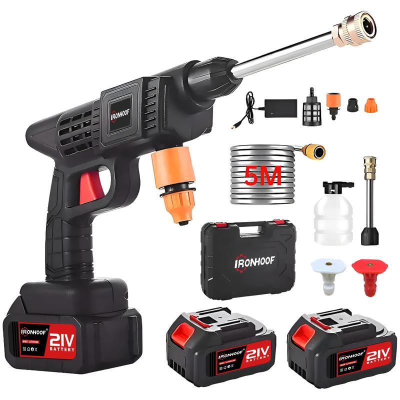 Hidrolavadora el��ctrica port��til y inal��mbrica negro de 550W con 680psi de presi��n m��xima Pistola Para Hidrolavadora Electrica Portatil Inalambrica Incluye 2 Bater��as, Manguera De 5m