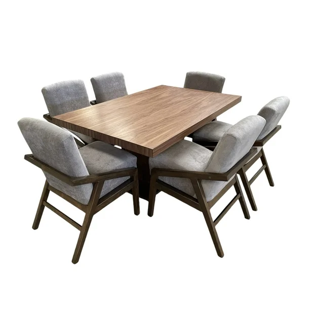 Comedor Dallas 6 Sillas SALVANTO Chapa De Nogal 160x100 cm