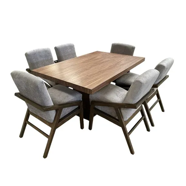 Comedor Dallas 6 Sillas SALVANTO Chapa De Nogal 160x100 cm