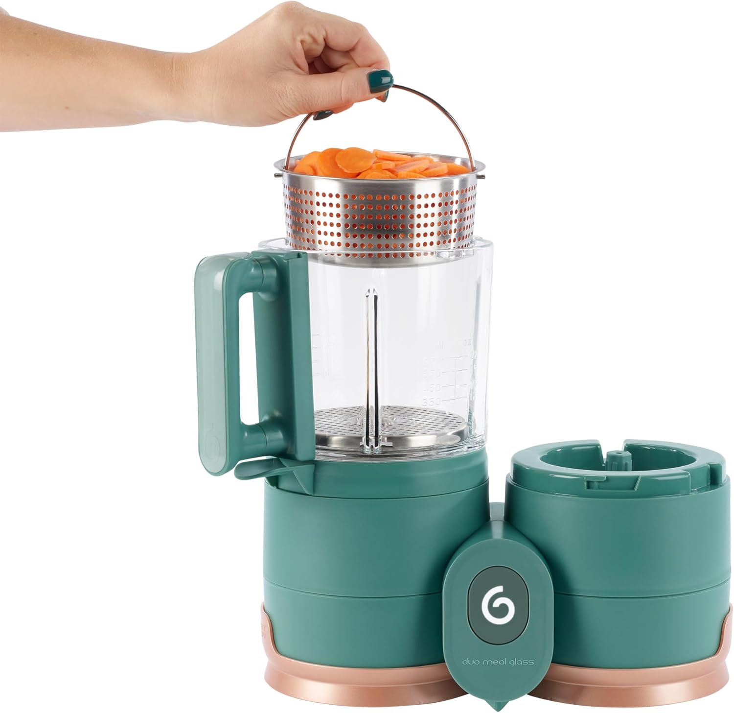 Babymoov Duo Meal 6 en 1: Procesador de Alimentos para Bebés con Vaporizador y Licuadora de Velocidades Múltiples, Calienta y Descongela (Aprobado por Nutricionistas), Gris