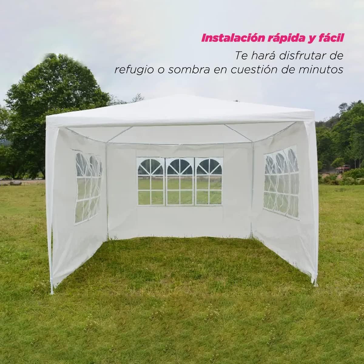 VANLIG | Toldo Carpa Armable 3x3mts |con Paredes Laterales Ventanas | para Fiesta