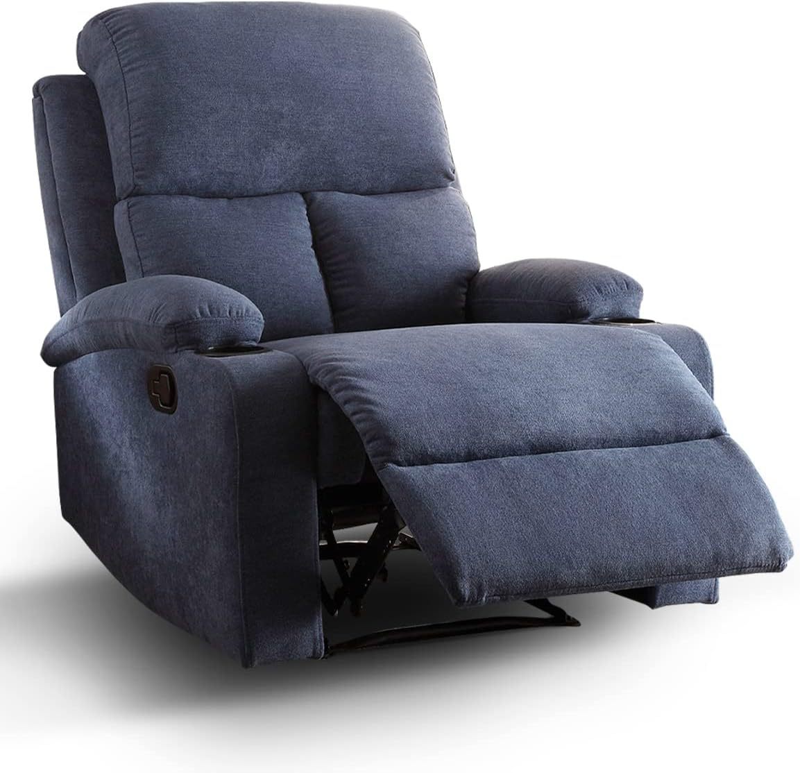 Sillon Reclinable para Adultos Individual - Brady - con Sistema Manual - Reposet de Tela - Varios Colores (Gris).