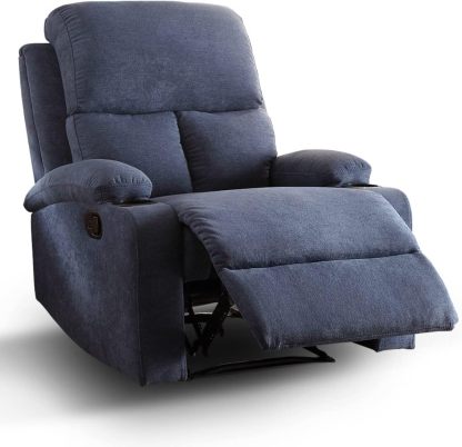 Sillon Reclinable para Adultos Individual - Brady - con Sistema Manual - Reposet de Tela - Varios Colores (Gris).